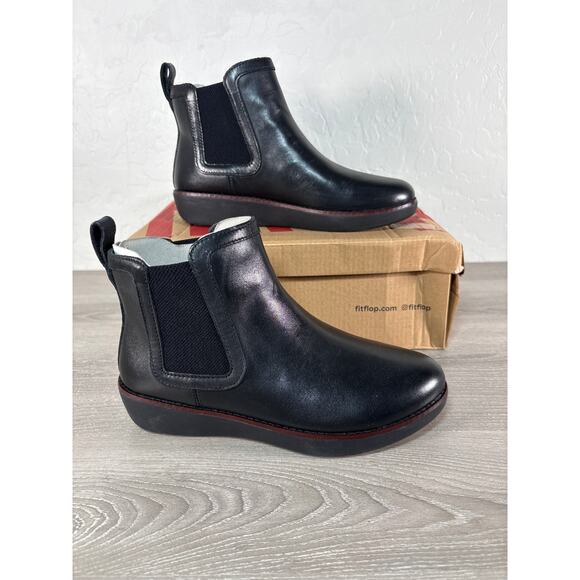 Fitflop Chai Chelsea Boyts Black Leather Women’s Size 5 EU 36- NIB - Picture 1 of 6